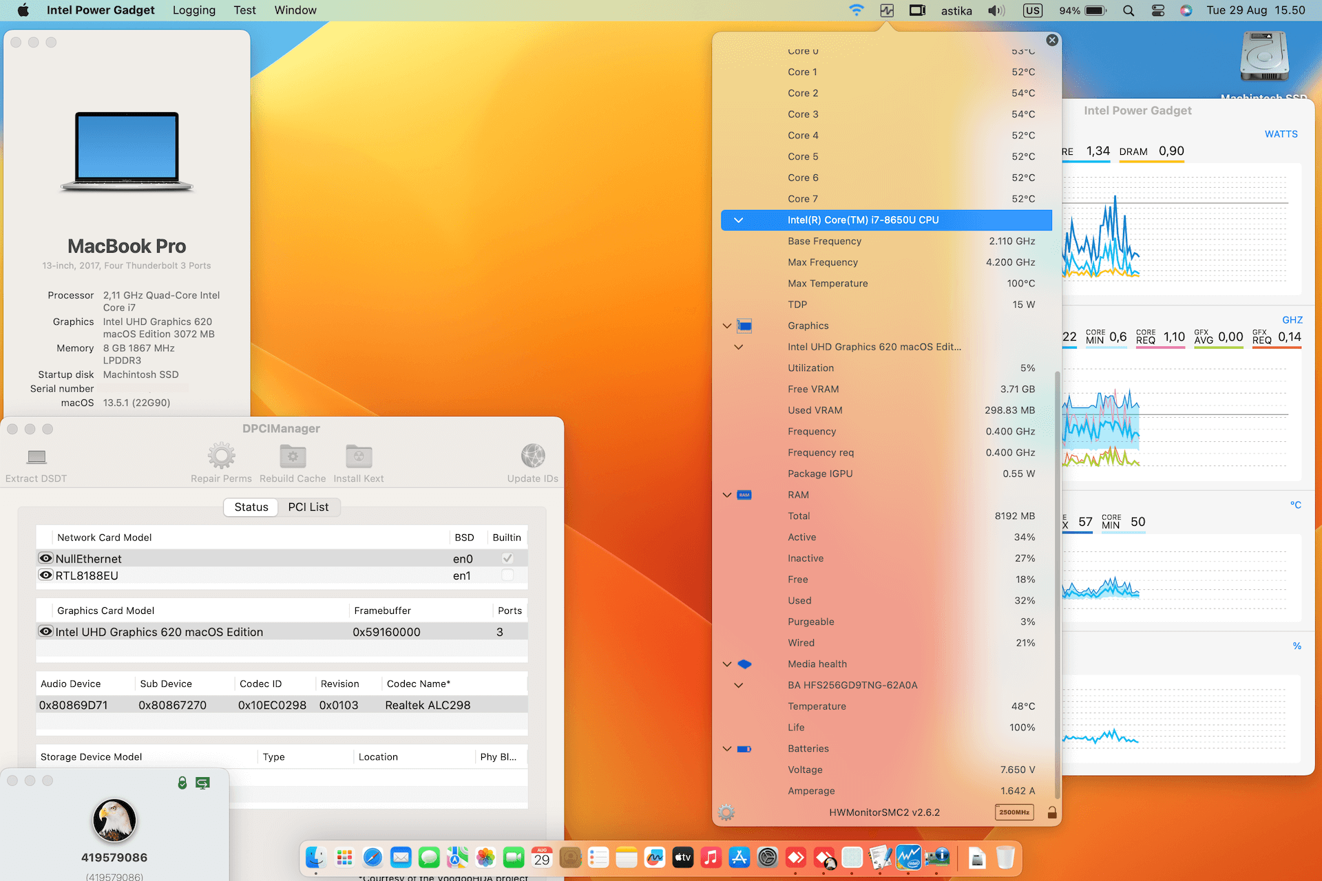 Success Hackintosh macOS Ventura 13.5.1 Build 22G60 in Microsoft Surface Book 2